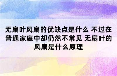 无扇叶风扇的优缺点是什么 不过在普通家庭中却仍然不常见 无扇叶的风扇是什么原理